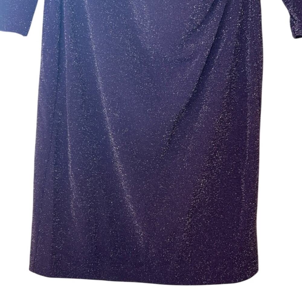 Ralph Lauren Faux Wrap Dress, Purple w/ Silver Shimmer Accents, Size 12, NWT - Picture 5 of 6
